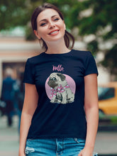 Woman's Blue Hello Pug Printed T-shirt
