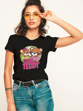 Woman's Black COOL TEDDY Printed T-shirt
